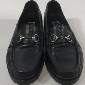 Men's Cole Haan Bragano Black Leather Bit Lug Sole Loafers Size 11M